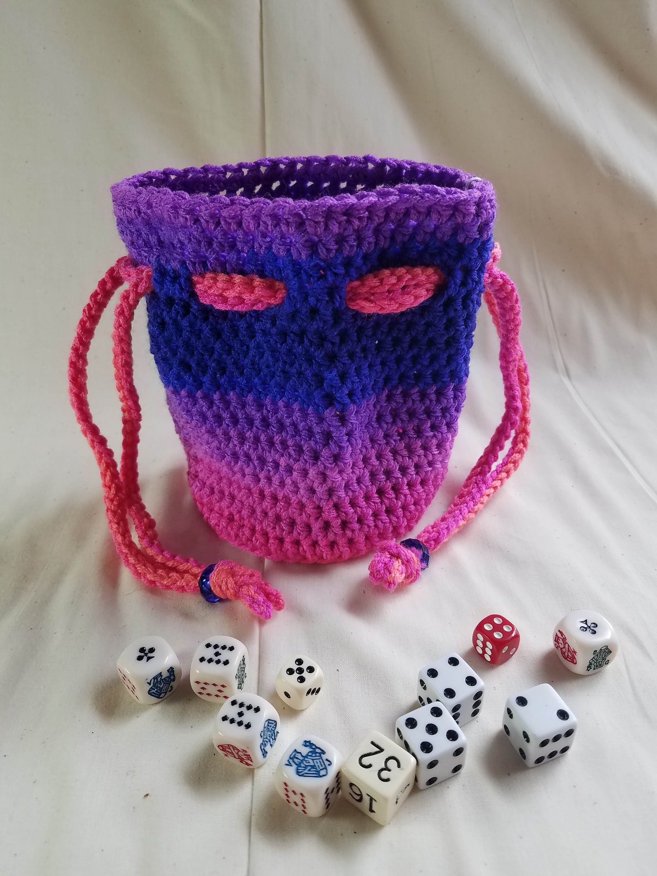 Custom Medium Crocheted Drawstring Dice Bag Etsy UK