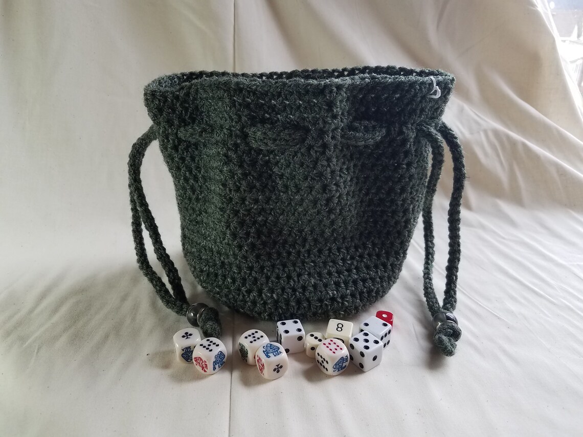 Crocheted Large Drawstring Dice Bag Etsy