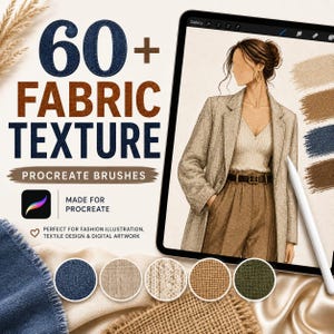 60+ Tygtextur Procreate-penslar | Realistiska tyg-, textil-, kläd- och materialeffekter för digital konst