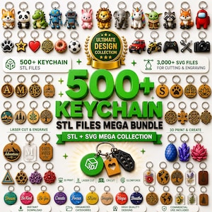 500+ Keychain STL Files Mega Bundle | 3D Printing Keychain Designs | Printable STL Collection | Instant Download Pack