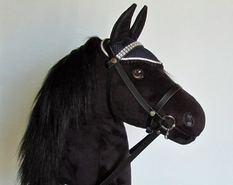 All Black Hobby Horse stick Horse Top Quality With Removable Leather Bridle and Ear Bonnet. for Older Children and Teenagers. LARP. Etsy
