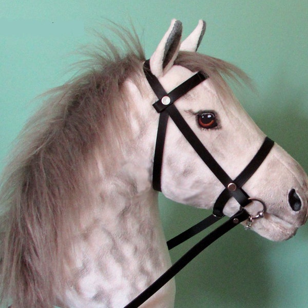 Dapple grey Hobby Horse (stick horse). Top quality with removable leather bridle. For older children and teenagers. LARP.