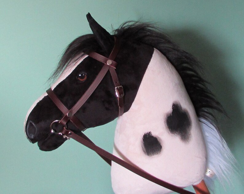 Piebald pinto Hobby Horse open mouth stick horse. Top Etsy