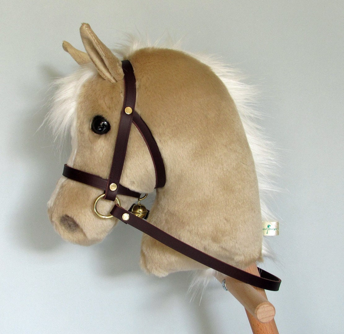 Child's hobby horse stick horse Palomino plush fur Etsy