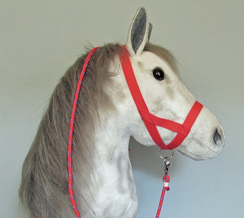 Red halter and lead rope for hobbyhorsing horse. bing Etsy