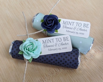 Personalized Mint Wedding Favors, Floral Tag