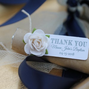 Baptism favors, decorated mint rolls in gold and white, party favors for any occasion