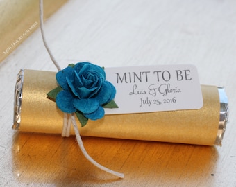 Mint wedding Favors - Set of 240 mint rolls - "Mint to be" favors with personalized tag - gold wedding, gold favors, wedding mints