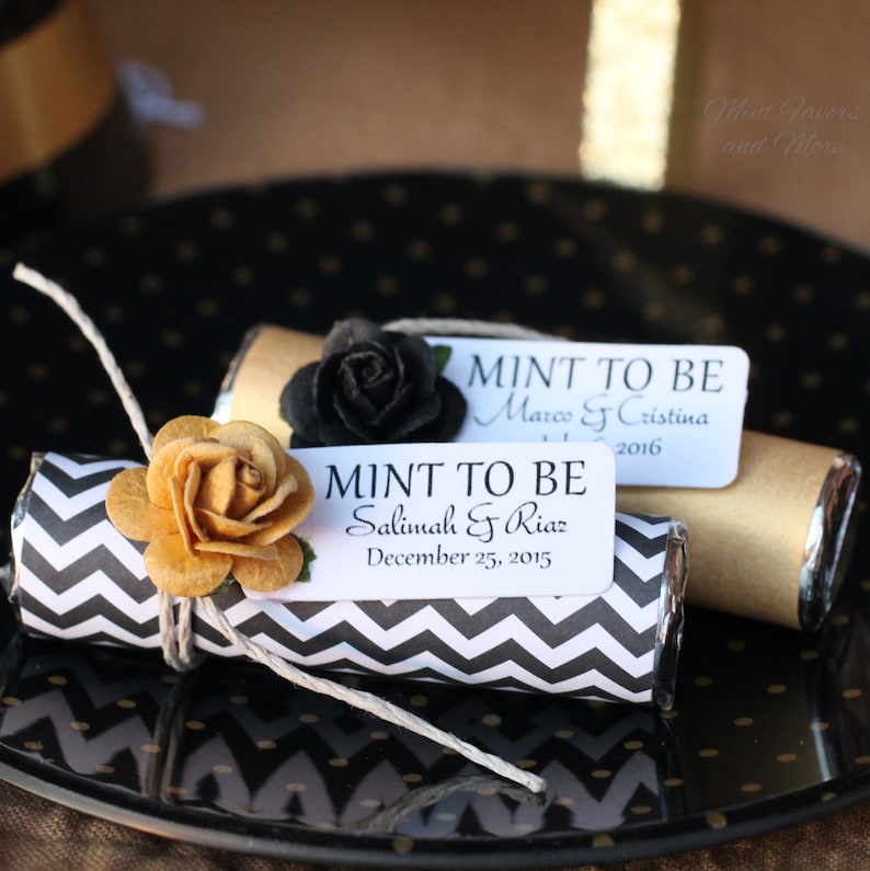 Black and Gold Wedding Favors Set of 50 Mints With Etsy