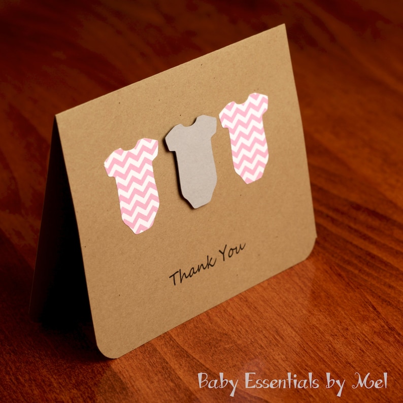 Set of 6 Thank You Cards Baby Shower Baby Gifts Chevron Etsy