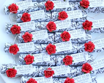 Set of 35 favors, decorated mints with personalized tag