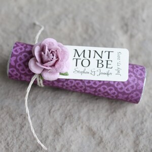 Purple Wedding Favors: Personalized Mint To Be Tag, Assembled (Set of 24)
