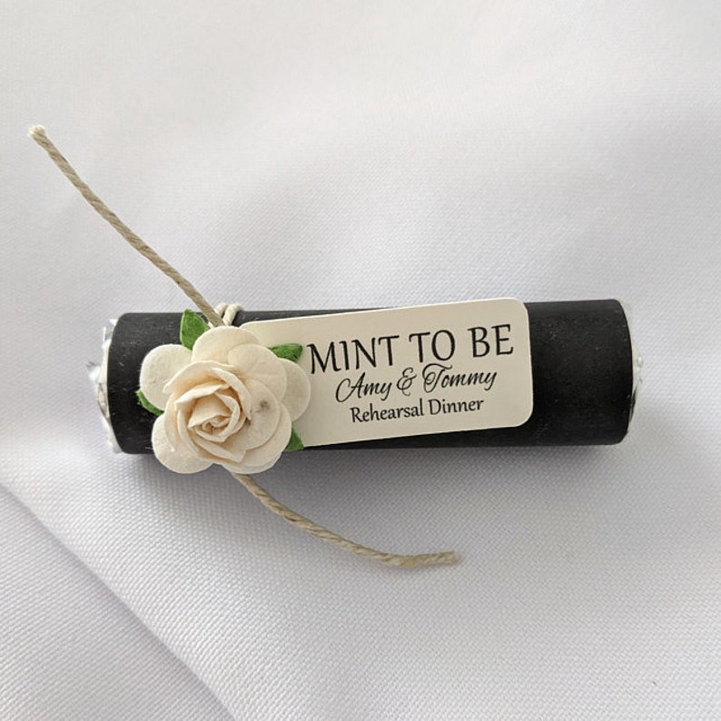 Rehearsal dinner favors, mint to be favors with personalized tag, wedding mints image 1