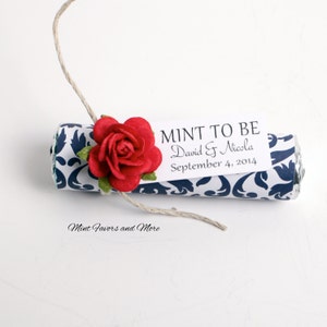 Personalized Mint to Be Wedding Favors: Red Rose, Set of 50