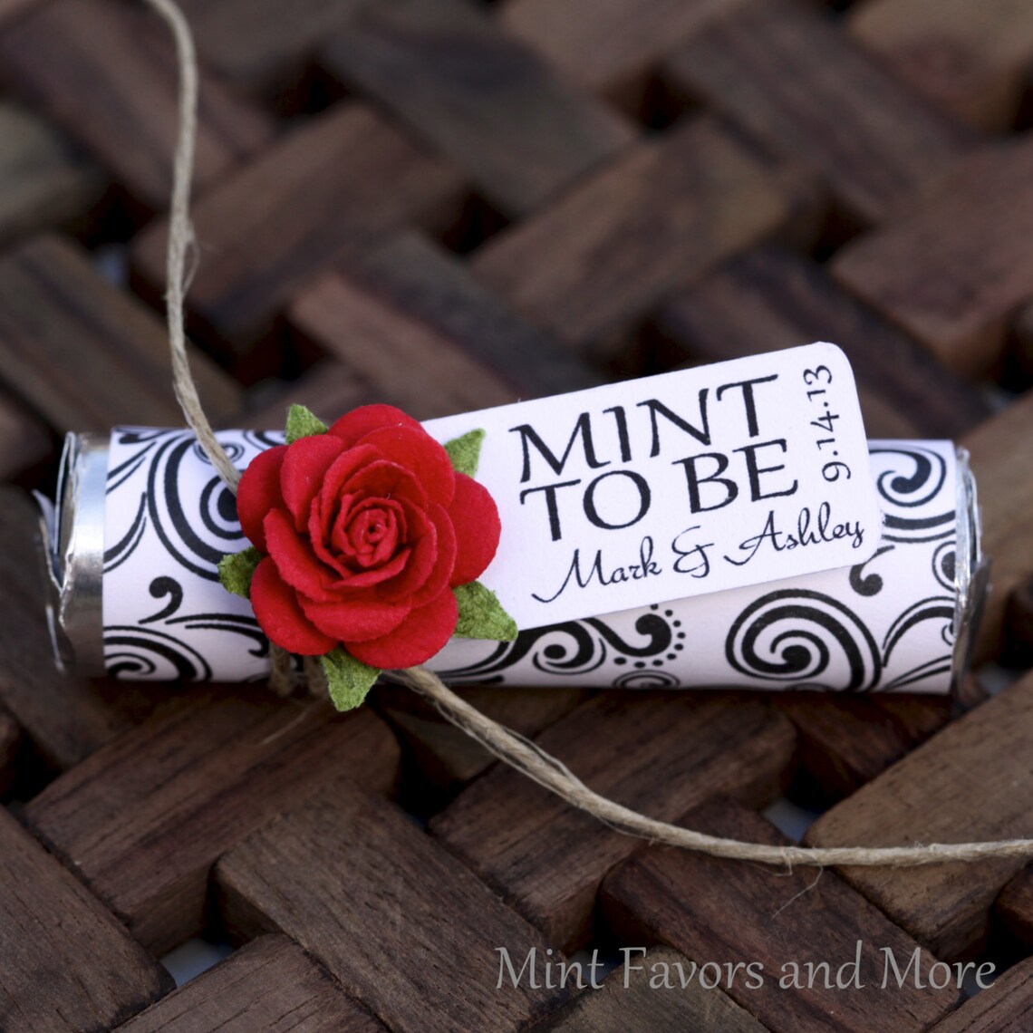 Red wedding favors Set of 24 mint rolls Mint to image 1