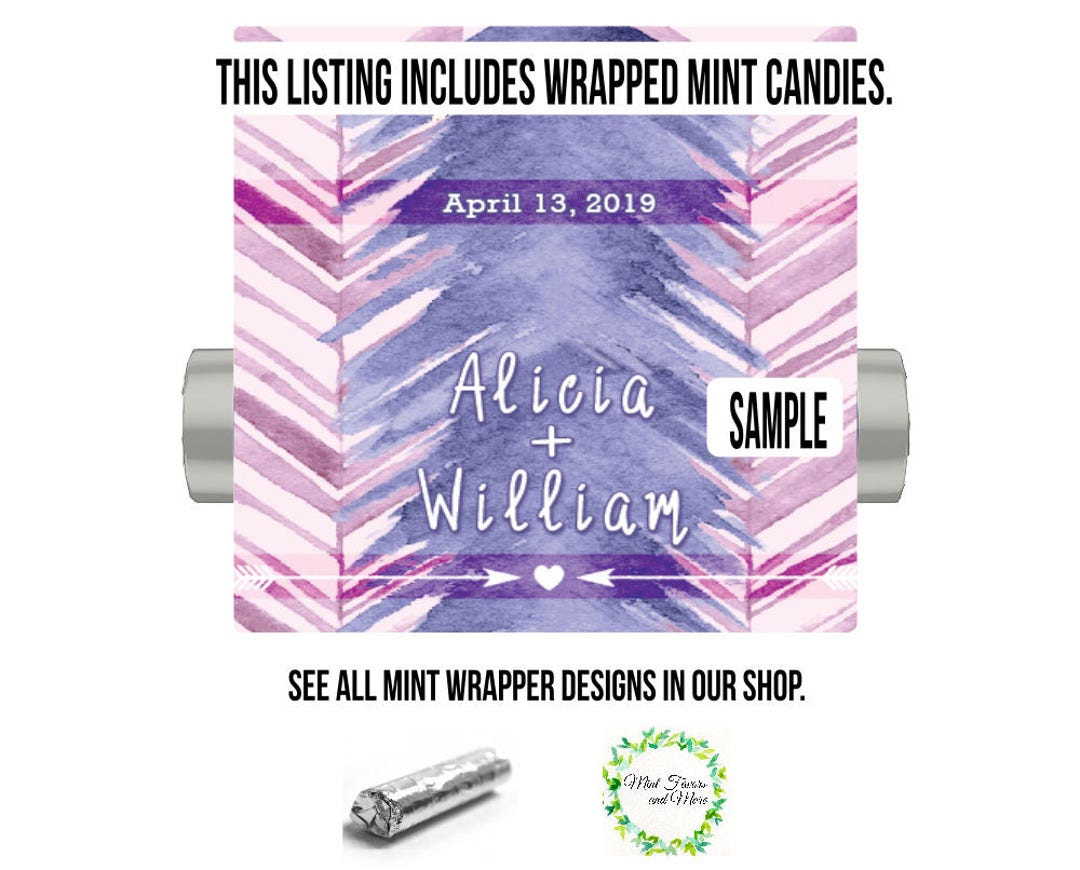 Purple Party Favors Wrapped Mint Rolls With Personalized Etsy