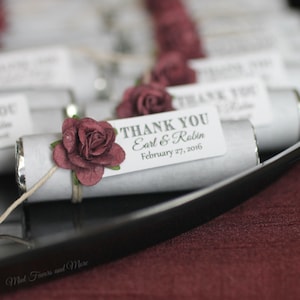 Thank you favors, set of 24 mints, customized to match your party, choose any rose color, graduation party favors