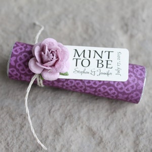 Personalized Wedding Mint Favors: Purple & Mint, Custom Tag
