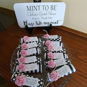 Kate Spade theme party favors, set of 24 mint rolls, black and white party favors, mint favors, kate spade birthday