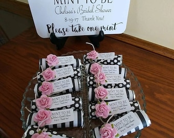 Kate Spade theme party favors, set of 24 mint rolls, black and white party favors, mint favors, kate spade birthday