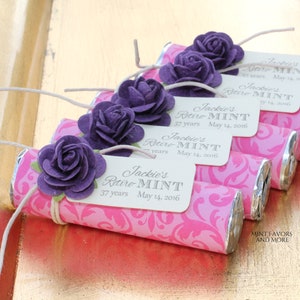 Personalized Retirement Mint Favors with Floral Tag