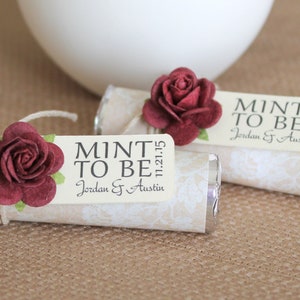 Personalized Mint To Be Wedding Favors: Burlap & Lace, Set of 25