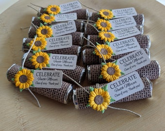Personalized Mint Roll Favors: Burlap & Sunflower Wedding Decor (Set of 150)
