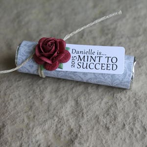 Abiturparty Gastgeschenke, personalisierte Mints, zum Erfolg gedacht, Schulfarben, Klasse von 2017, Dankesgeschenk