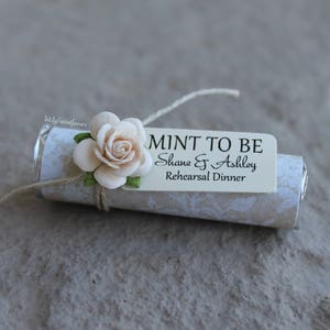 Personalized Wedding Mint Favors: Lace & Ivory Rose Theme