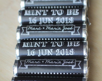 Personalized Wedding Mint Favors: Chalkboard Wrapper, &#39;Mint to Be&#39;