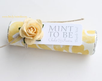 Mint wedding Favors - Set of 24 mint rolls - "Mint to be" favors with personalized tag - navy, yellow, nautical, beach wedding, destination