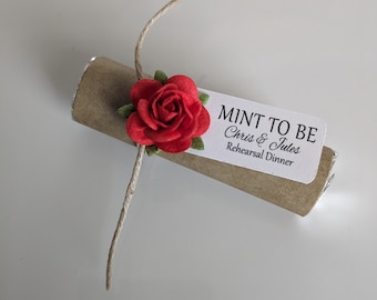 Personalized "Mint to Be" Wedding Favors with Red Roses - Set of 110