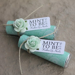 Personalized Mint Wedding Favors: &quot;Mint to Be&quot; - Set of 35