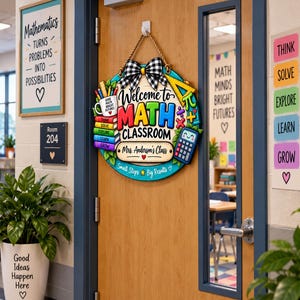 Personalized Math Classroom Sign, Custom Math Teacher Name Sign, Welcome to Math Door Sign, Math Classroom Decor, Personalized Teacher Gift