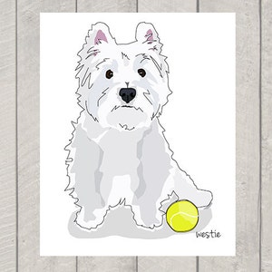 Westie Art Print - Custom Dog Art - 8x10