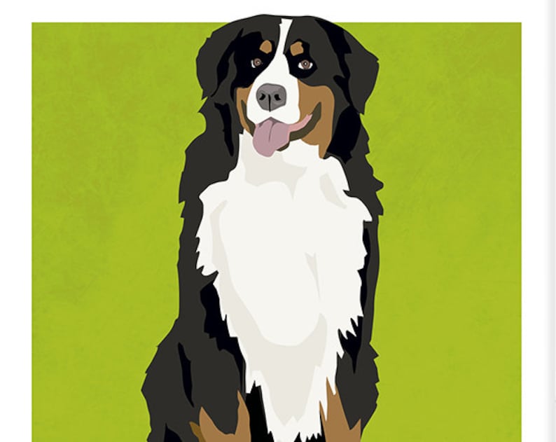 Bernese Mountain Dog Art Print Custom Dog Art | Etsy