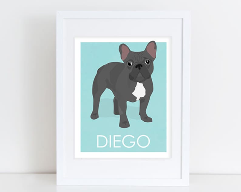 Custom Dog Art Black French Bulldog Art Print
