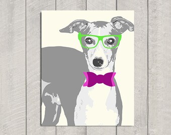 Italian Greyhound Art Print -Modern Dog Art - 8x10