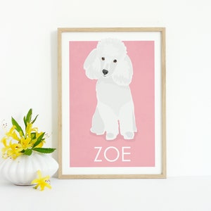 White Miniature Poodle Art Print - Custom Dog Art