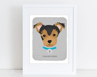 Yorkie - Dog Nursery Art Print - Custom