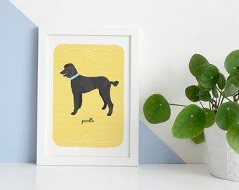 Black Standard Poodle Custom Dog Art Print