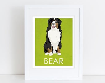 Bernese Mountain Dog Art Print - Custom Dog Art