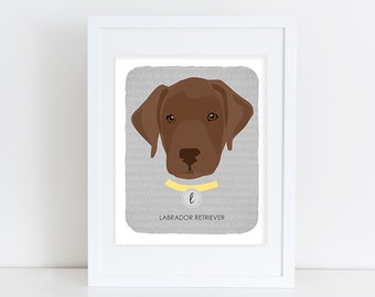 Chocolate Labrador Retriever - Dog Nursery Art Print - Custom