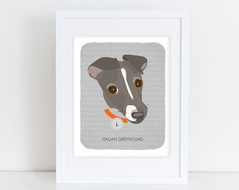 Italian Greyhound - Dog Nursery Art Print - Custom