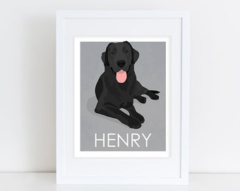 Black Lab Dog Art Print - Custom Dog Art