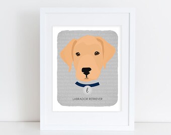 Yellow Labrador Retriever - Dog Nursery Art Print - Custom