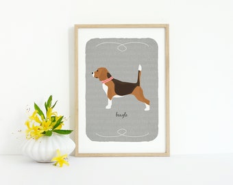 Beagle Breed Custom Dog Art Print