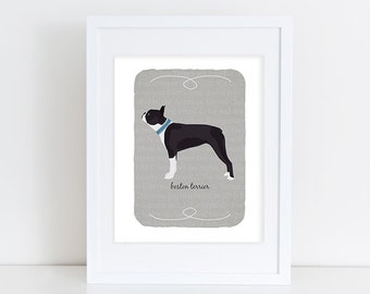 Boston Terrier Breed Custom Dog Art Print