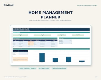 Home Management Planner | Cleaning, Maintenance & Household Spreadsheet