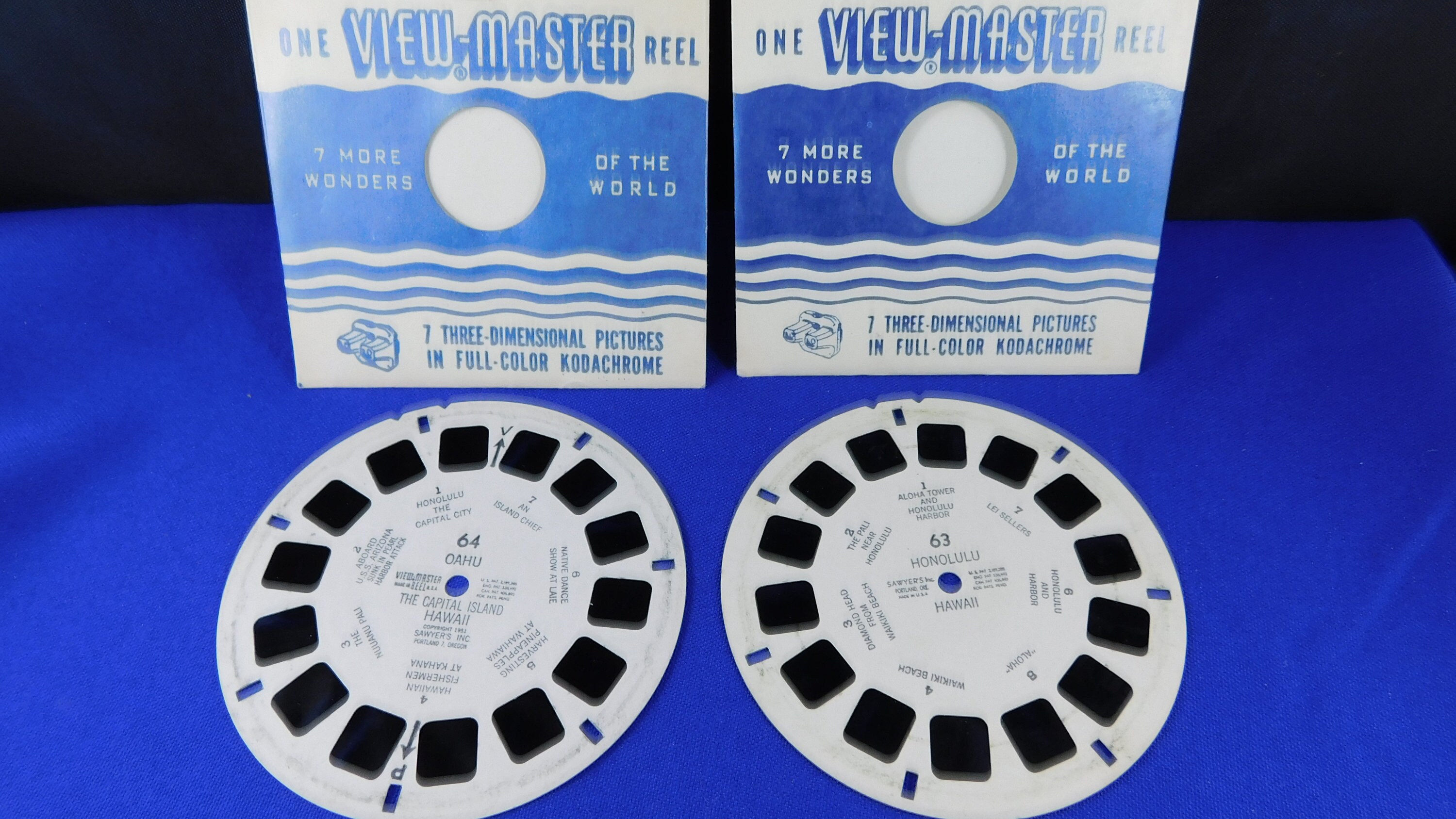 Vintage Sawyer's View Master Reels Oahu the Capital Island Hawaii 64  honolulu 63 